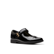 Clarks - Lock Magic K. - Black Patent - School Shoes