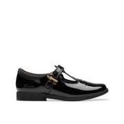 Clarks - Lock Shine K. - Black Patent - School Shoes