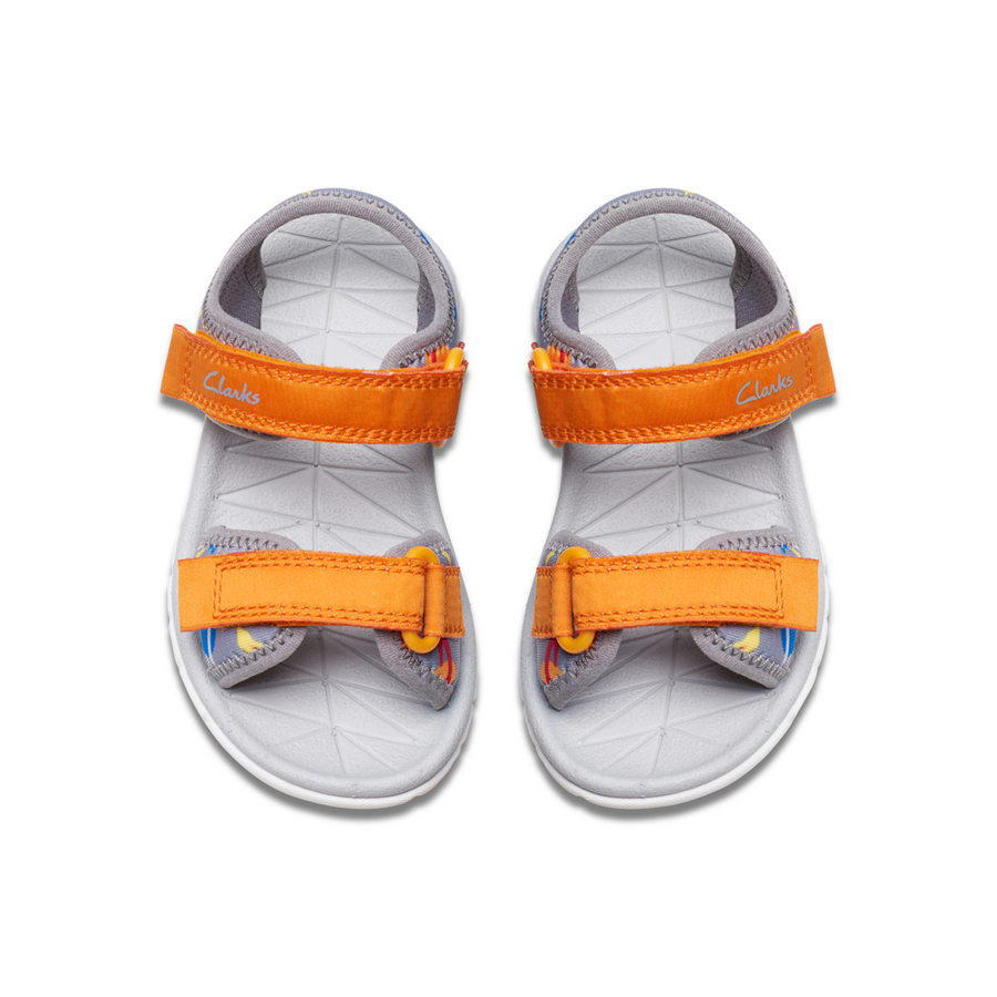 Clarks Surfing Tide T Grey Orange Sandals