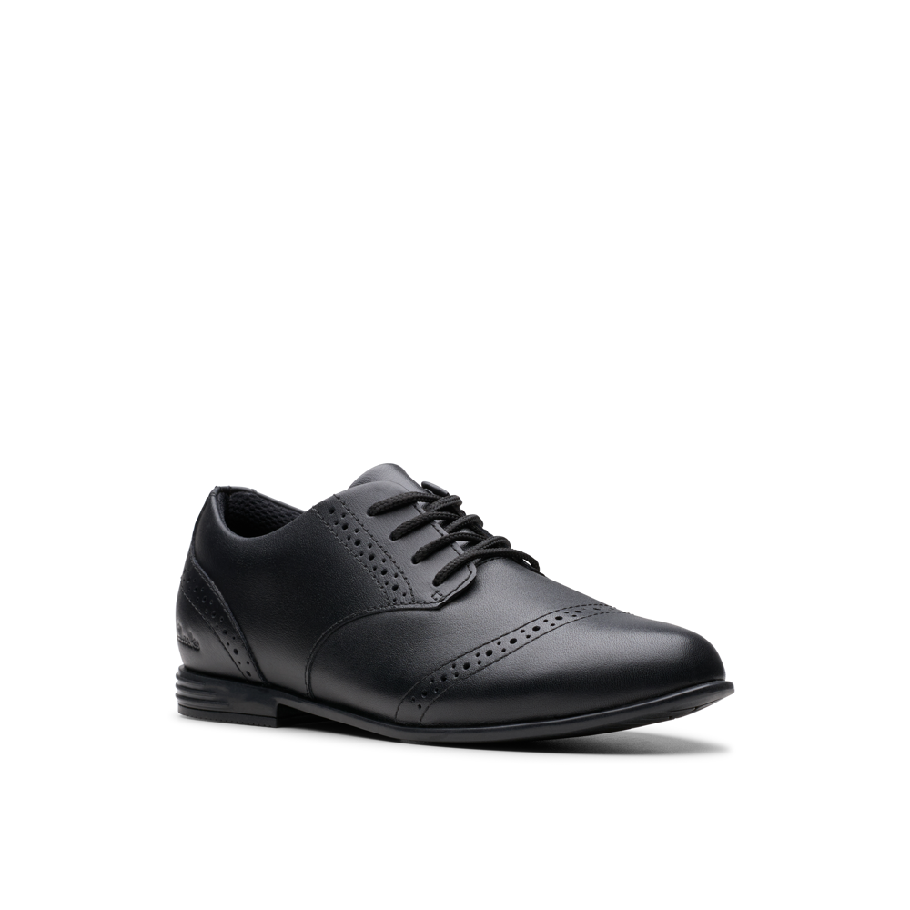 Clarks - FinjaBrogue O. - Black Leather - School Shoes