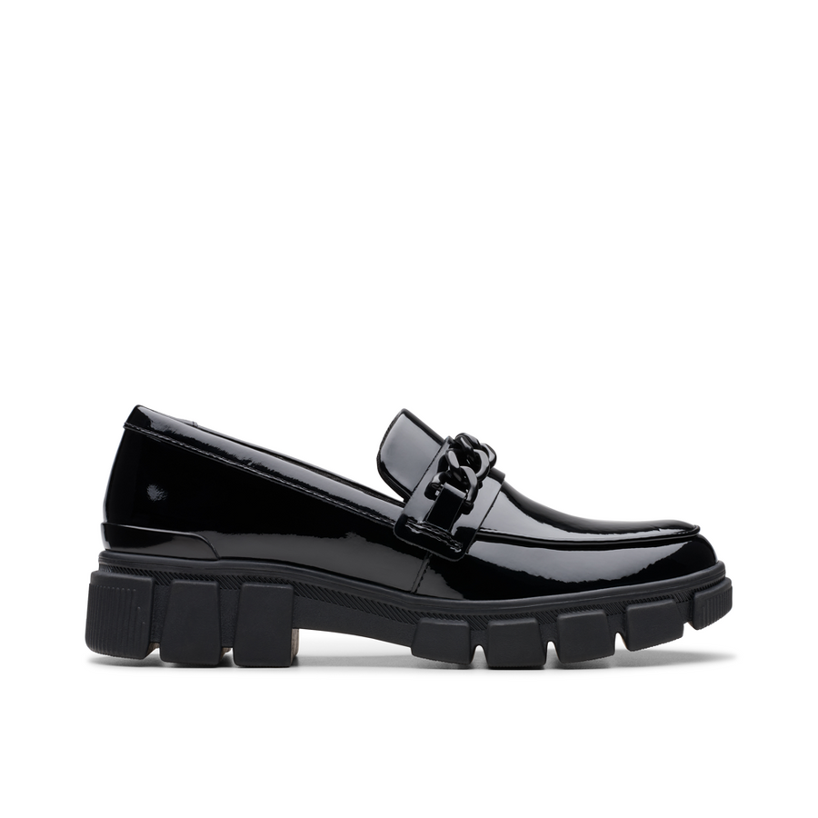 Clarks Evyn Walk Y. Black Patent School Shoes