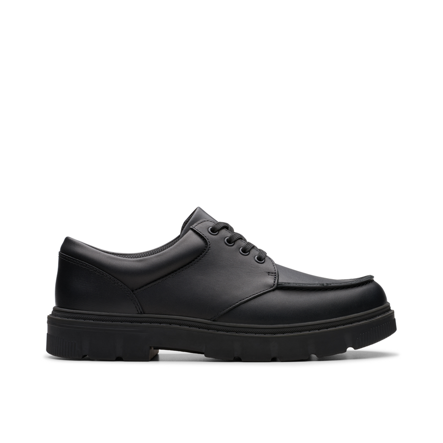 Clarks - Lorcam Edge Y - Black Leather  - School Shoes