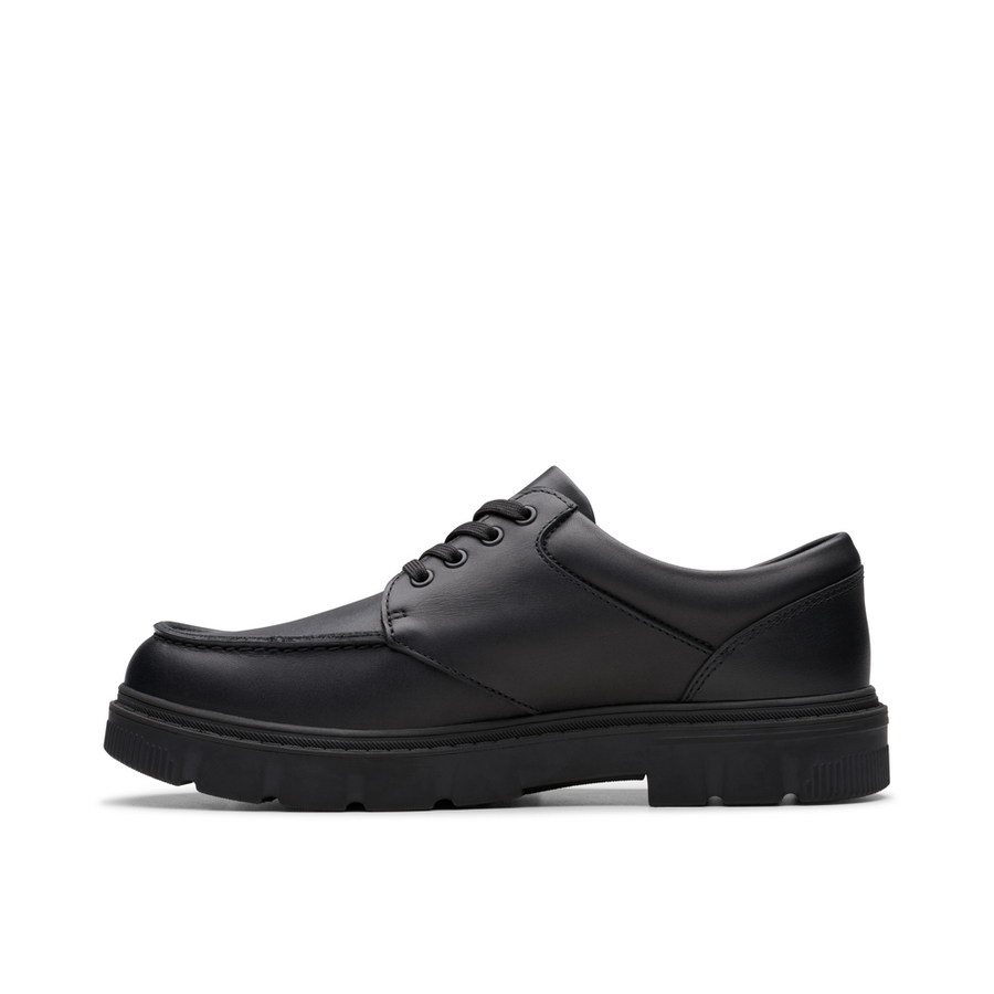 Clarks - Lorcam Edge Y - Black Leather  - School Shoes