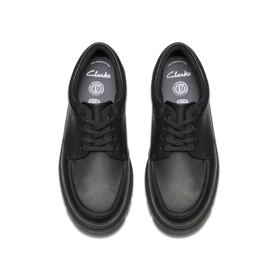 Clarks - Lorcam Edge Y - Black Leather  - School Shoes