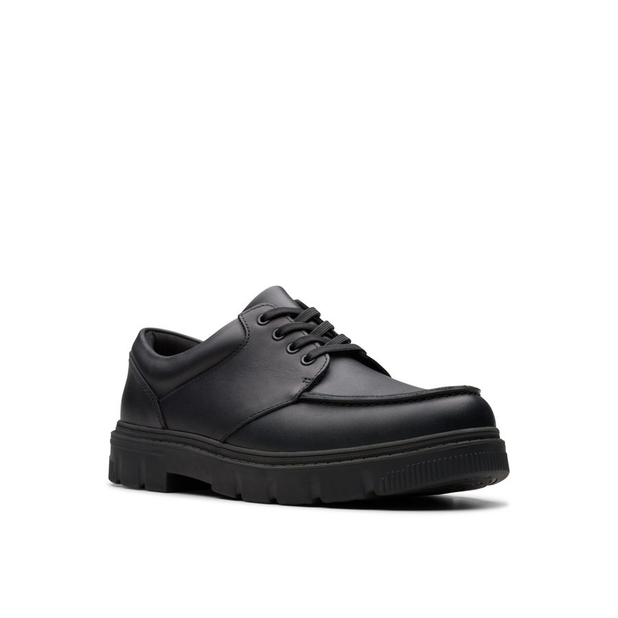 Clarks - Lorcam Edge Y - Black Leather  - School Shoes