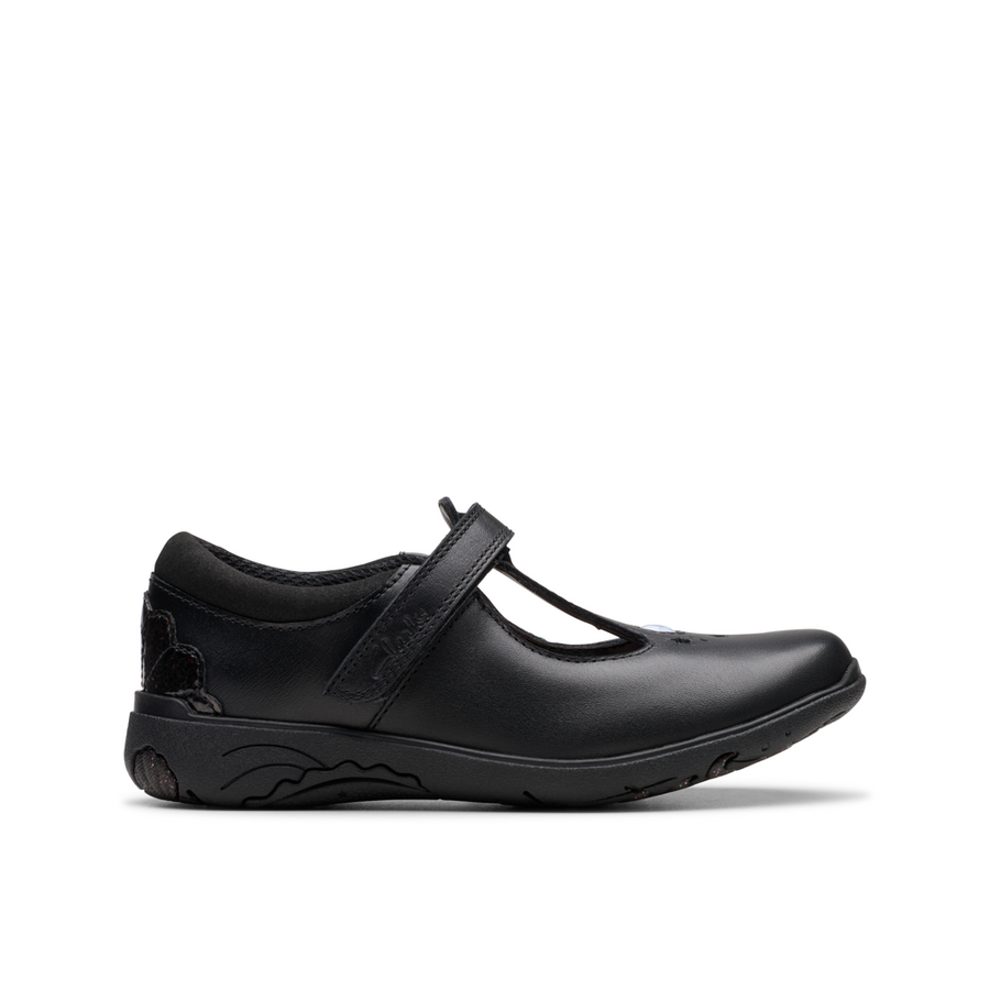 Clarks - Relda Gem K - Black Leather  - School Shoes