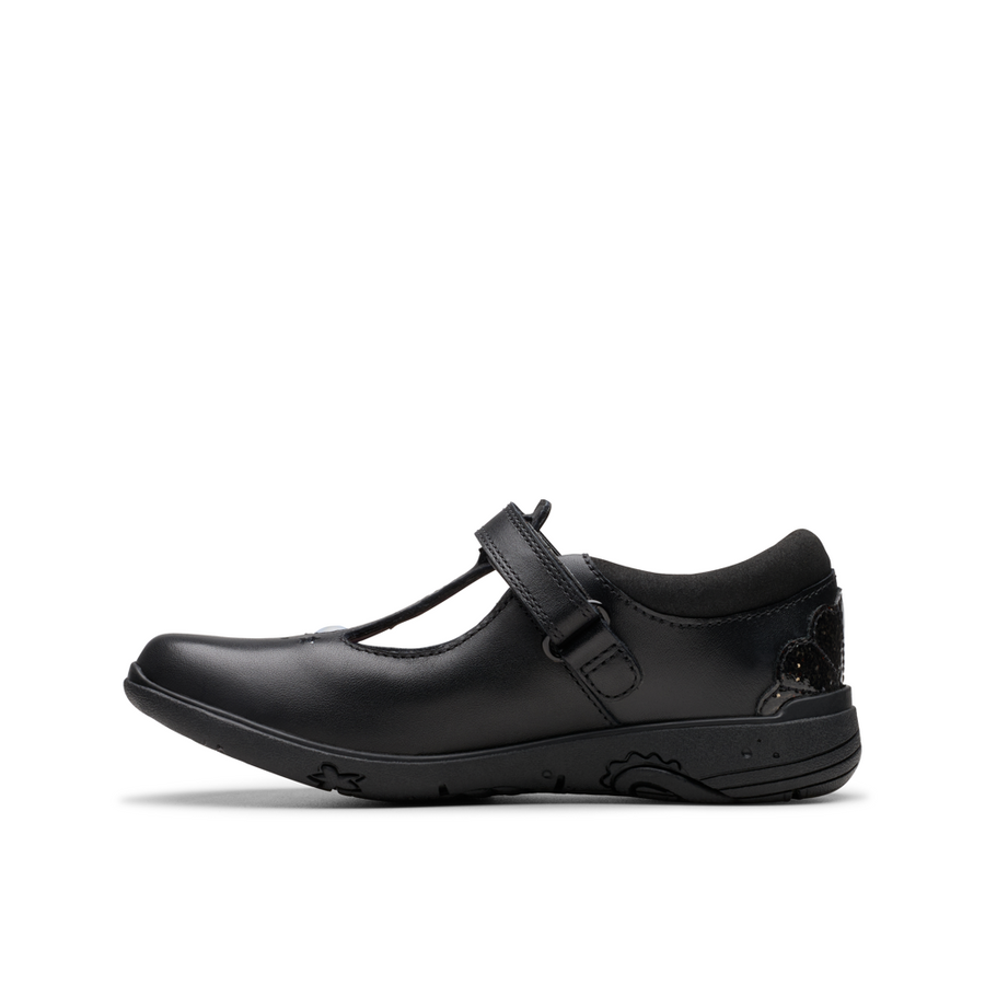Clarks - Relda Gem K - Black Leather  - School Shoes