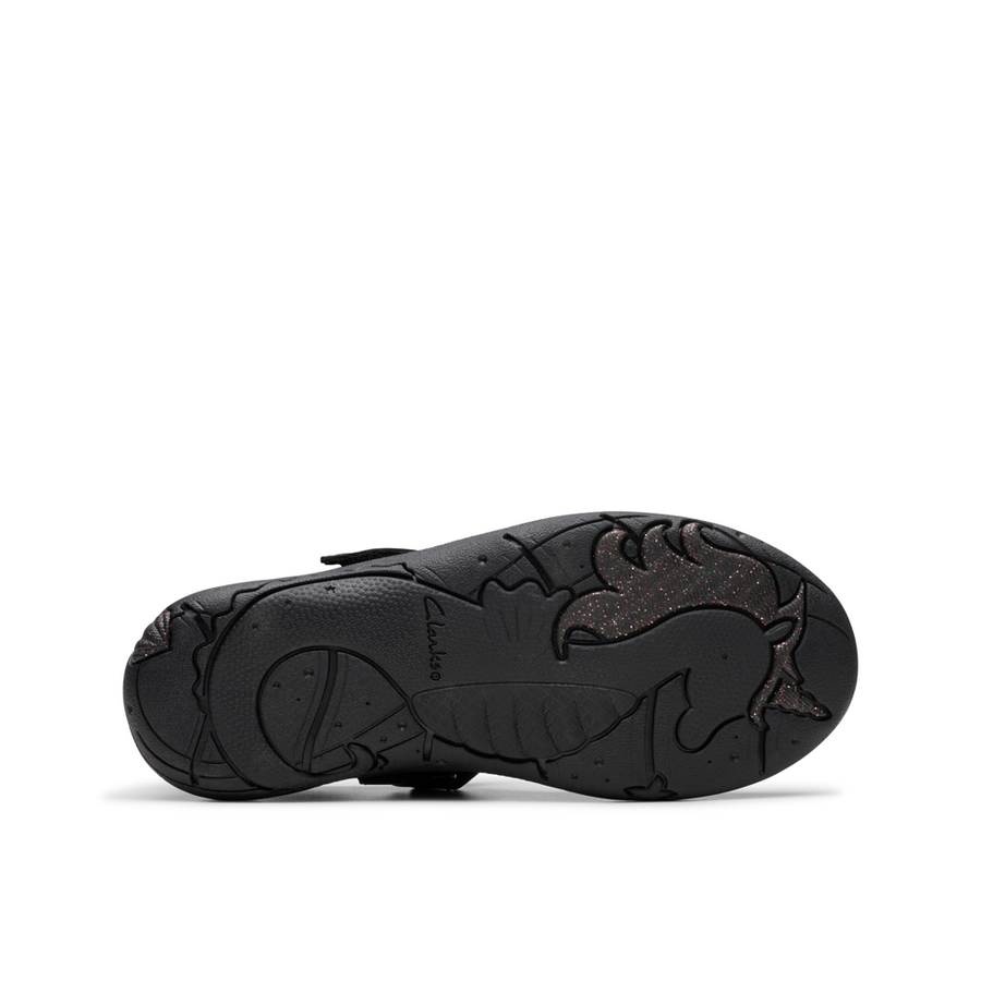 Clarks - Relda Gem K - Black Leather  - School Shoes