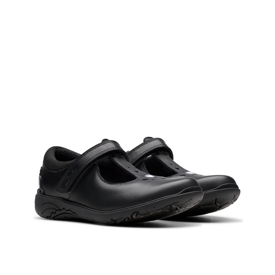 Clarks - Relda Gem K - Black Leather  - School Shoes