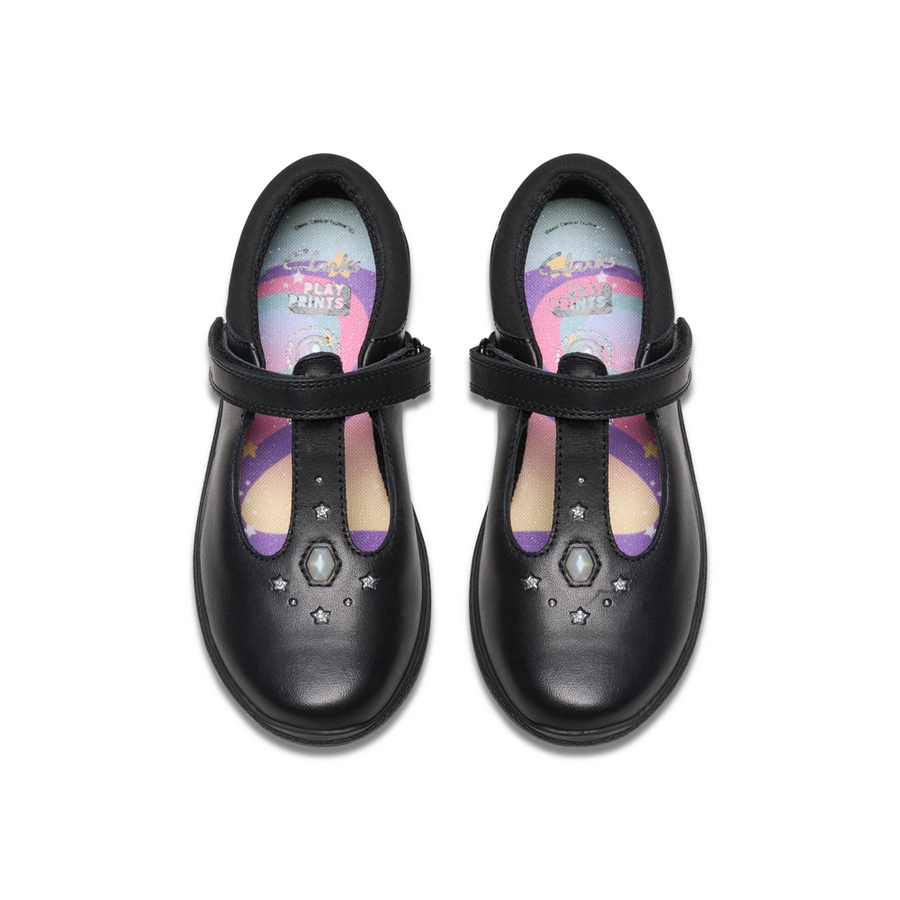 Clarks - Relda Gem K - Black Leather  - School Shoes