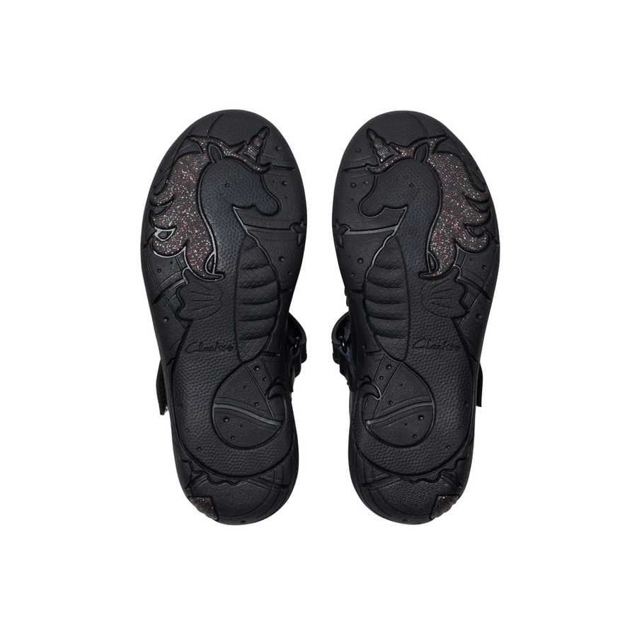 Clarks - Relda Gem K - Black Leather  - School Shoes