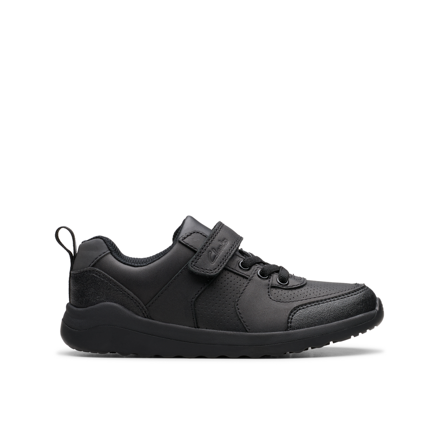 Clarks - Daze Bright K - Black Leather  - School Shoes