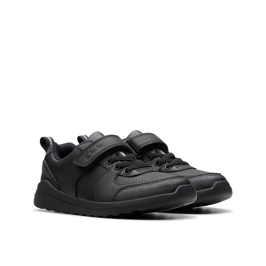 Clarks - Daze Bright K - Black Leather  - School Shoes