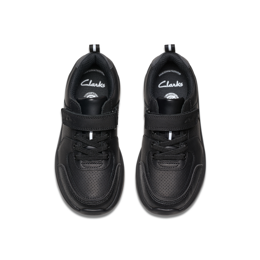 Clarks - Daze Bright K - Black Leather  - School Shoes
