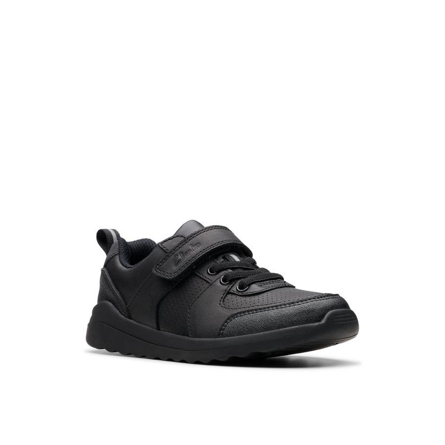 Clarks - Daze Bright K - Black Leather  - School Shoes