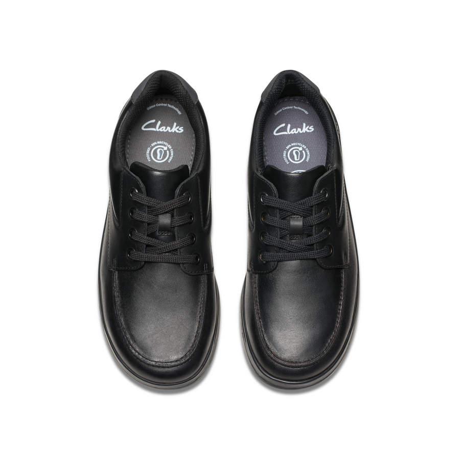 Clarks - Keelan Flare Y  - Black Leather  - School Shoes