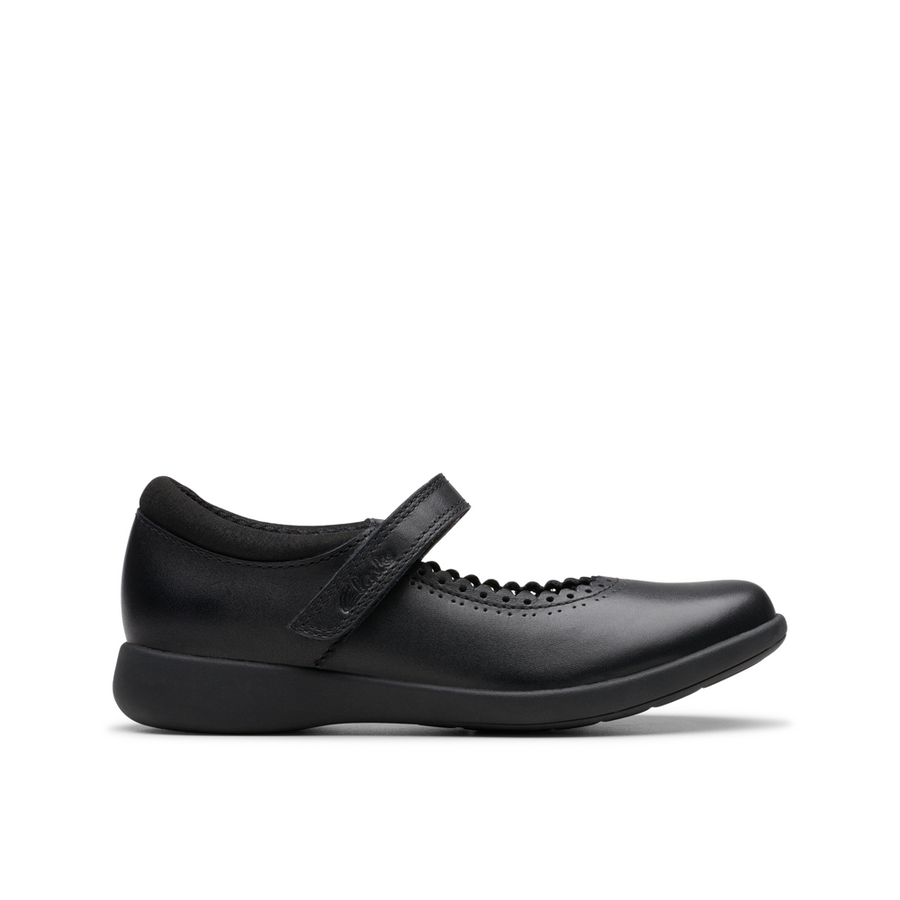 Clarks - Etch Pure Y - Black Leather  - School Shoes