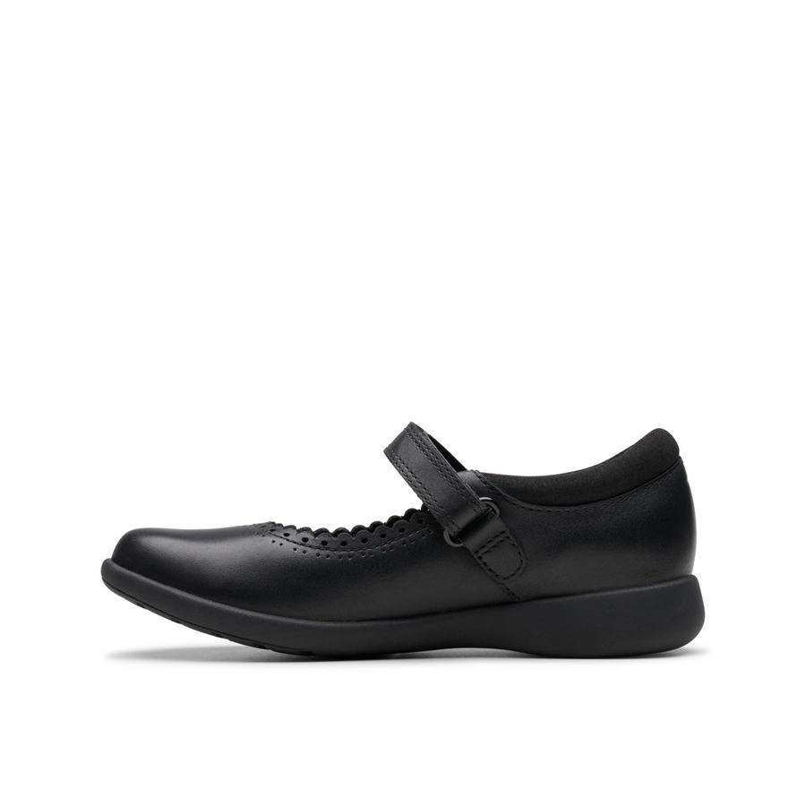 Clarks - Etch Pure Y - Black Leather  - School Shoes