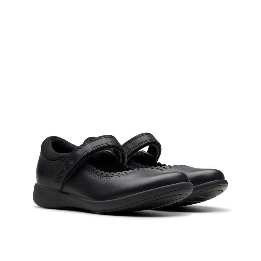 Clarks - Etch Pure Y - Black Leather  - School Shoes