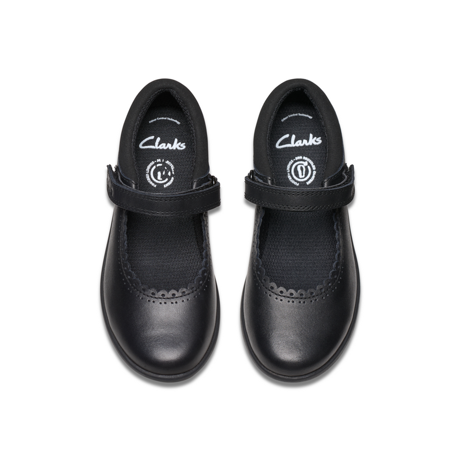 Clarks - Etch Pure Y - Black Leather  - School Shoes