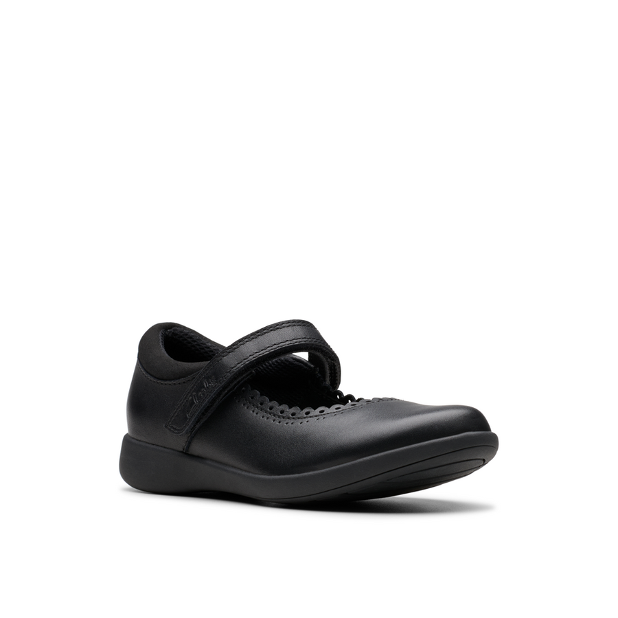 Clarks - Etch Pure Y - Black Leather  - School Shoes