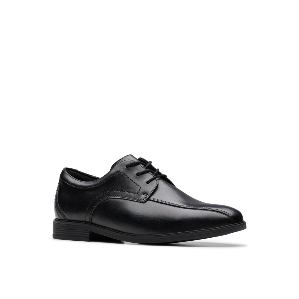 Clarks - Jonwin Loop Y - Black Leather  - School Shoes