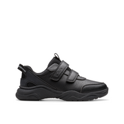Clarks - Feather Shine K - Black Leather  - School Shoes