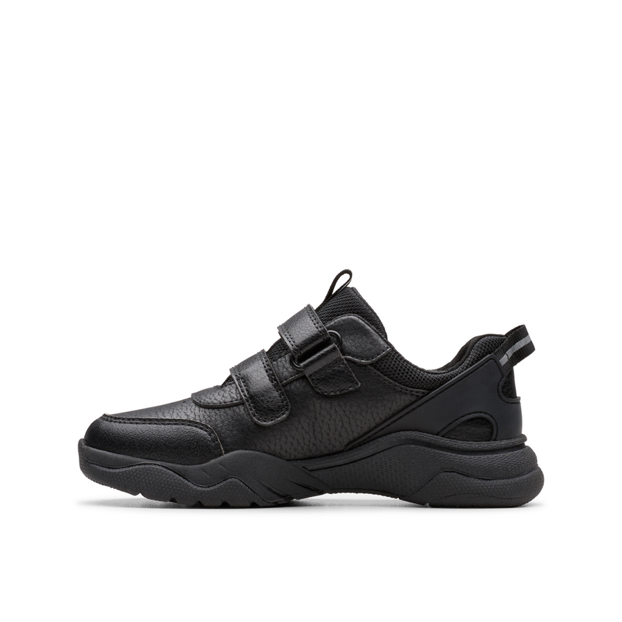 Clarks - Feather Shine K - Black Leather  - School Shoes