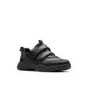 Clarks - Feather Shine K - Black Leather  - School Shoes