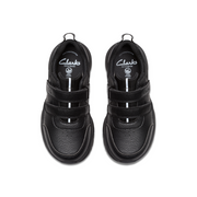 Clarks - Feather Shine K - Black Leather  - School Shoes