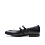 Clarks - Finja Bar Y - Black Leather  - School Shoes