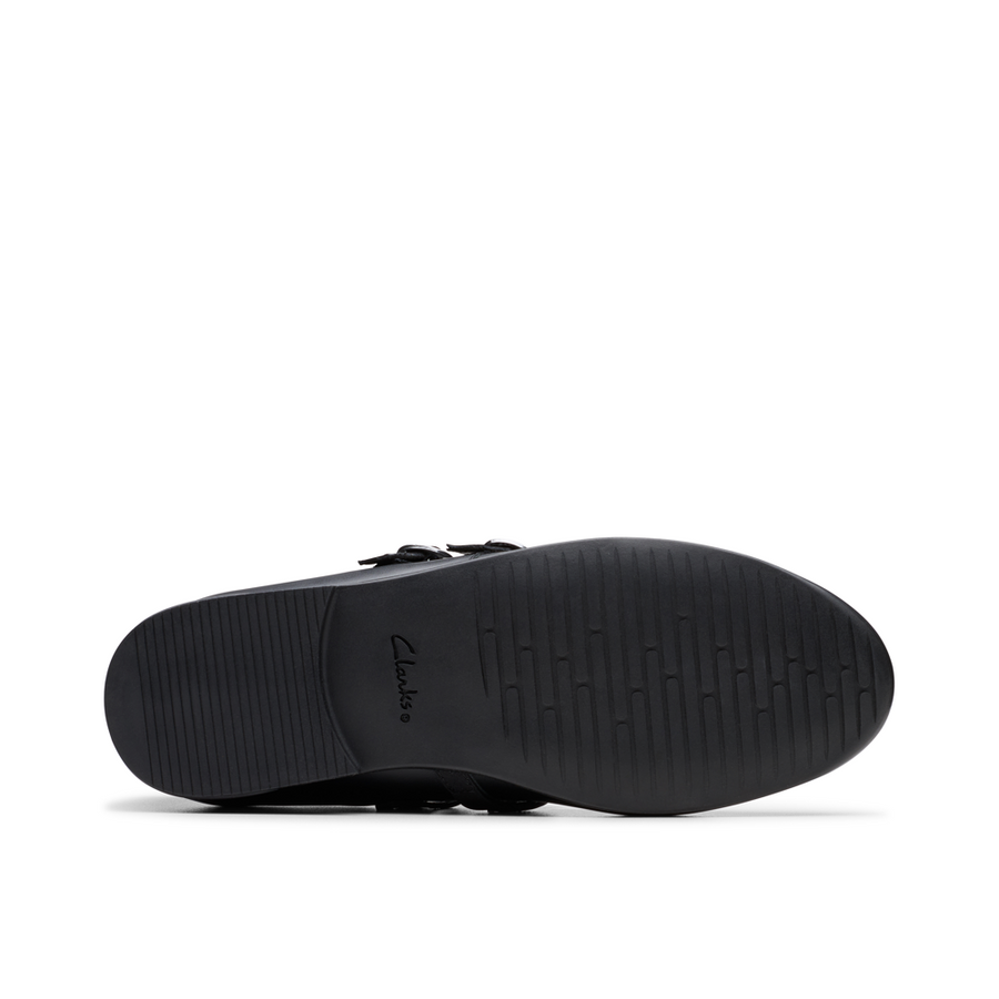 Clarks - Finja Bar Y - Black Leather  - School Shoes