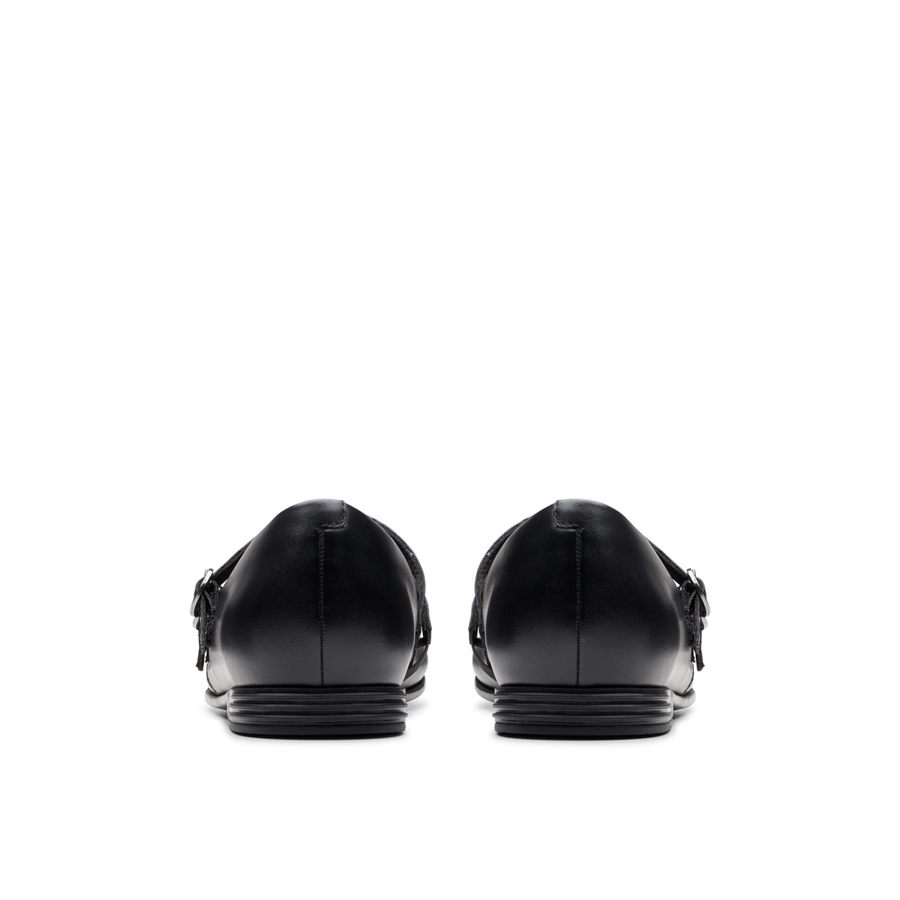 Clarks - Finja Bar Y - Black Leather  - School Shoes