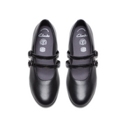 Clarks - Finja Bar Y - Black Leather  - School Shoes