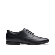 Clarks - Finja Wing Y - Black Leather  - School Shoes