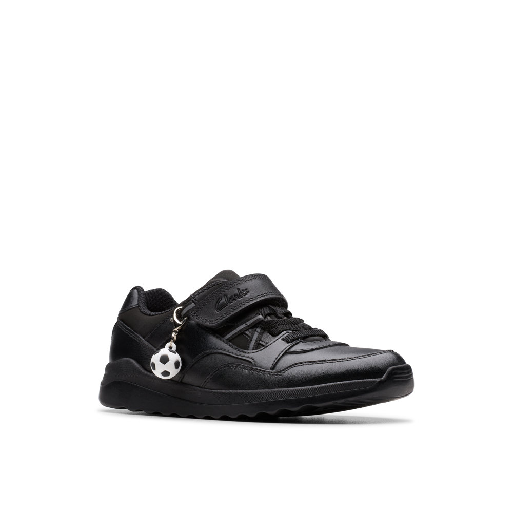 Clarks - Daze Kick K - Black Leather  - School Shoes