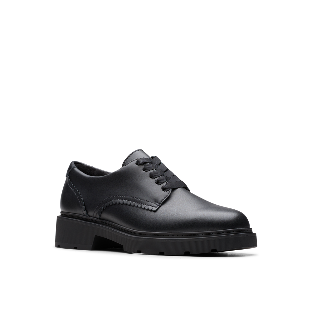 Clarks - Eris Pure Y - Black Leather  - School Shoes