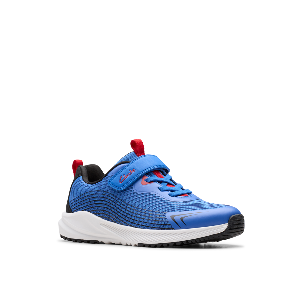 Clarks - Deyes Dash K - Blue Synthetic  - Trainers