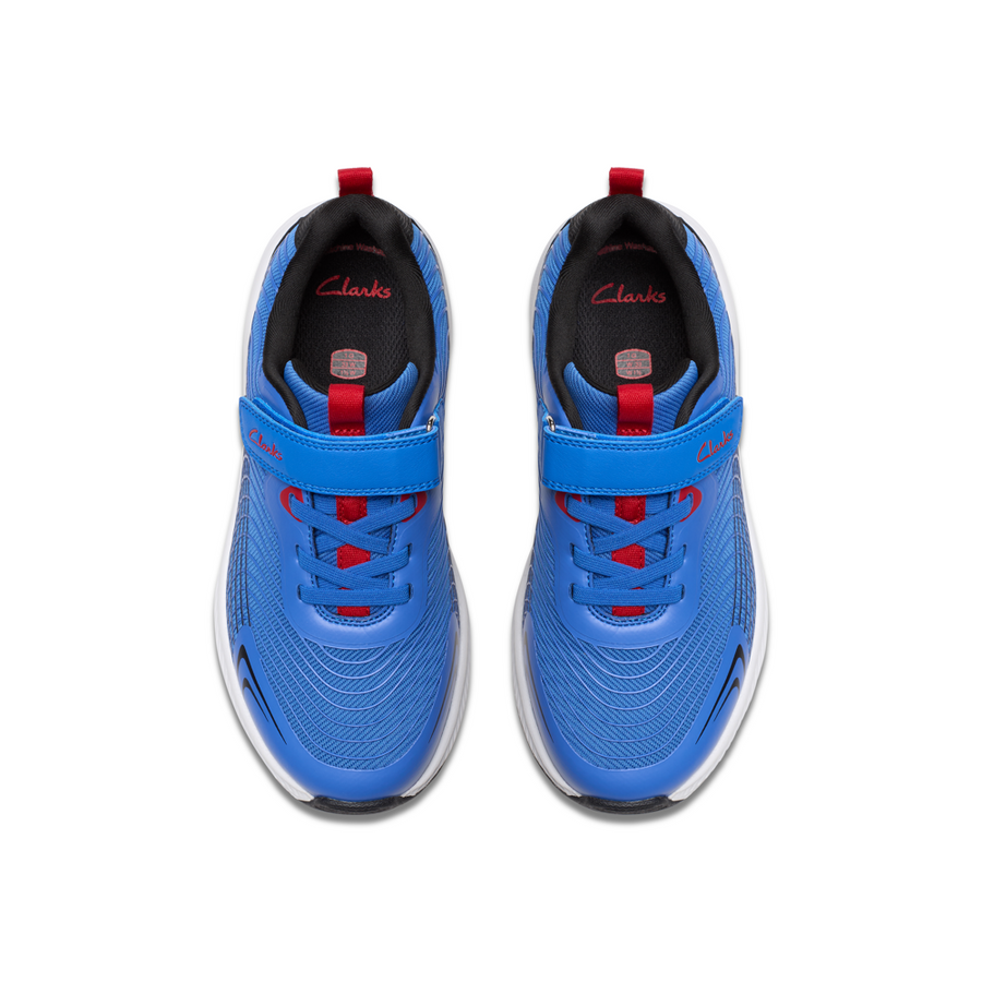 Clarks - Deyes Dash K - Blue Synthetic  - Trainers
