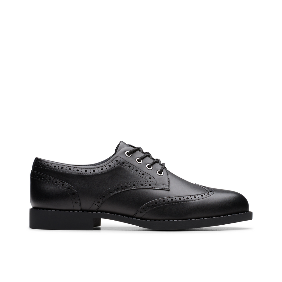 Clarks - Tapa Pure Y - Black Leather  - School Shoes