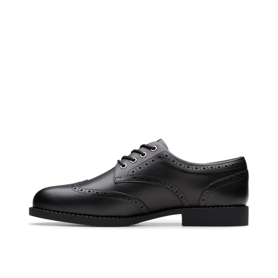 Clarks - Tapa Pure Y - Black Leather  - School Shoes