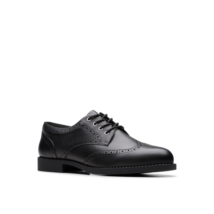 Clarks - Tapa Pure Y - Black Leather  - School Shoes