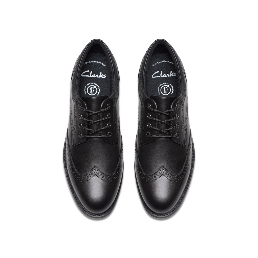 Clarks - Tapa Pure Y - Black Leather  - School Shoes