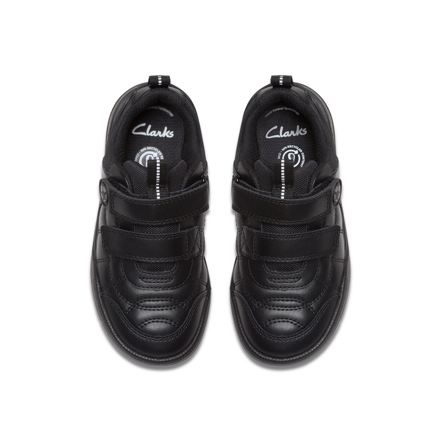 Clarks - Laser Cross K - Black Leather  - School Shoes