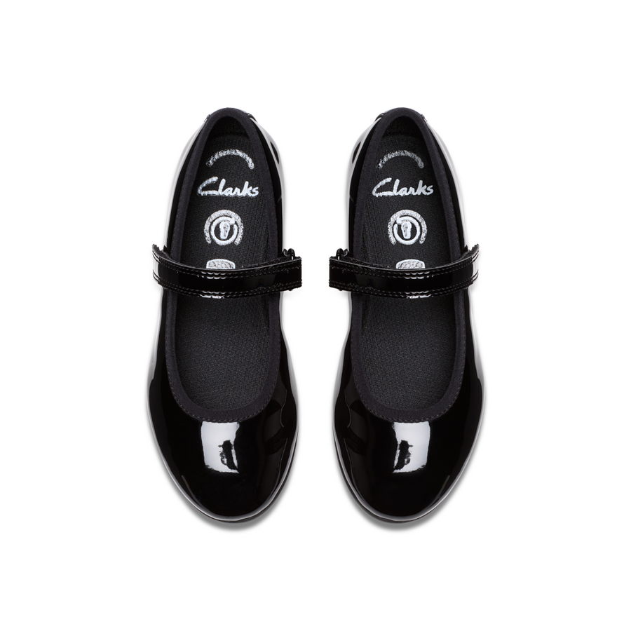 Clarks - Dance Wish K - Black Patent  - School Shoes