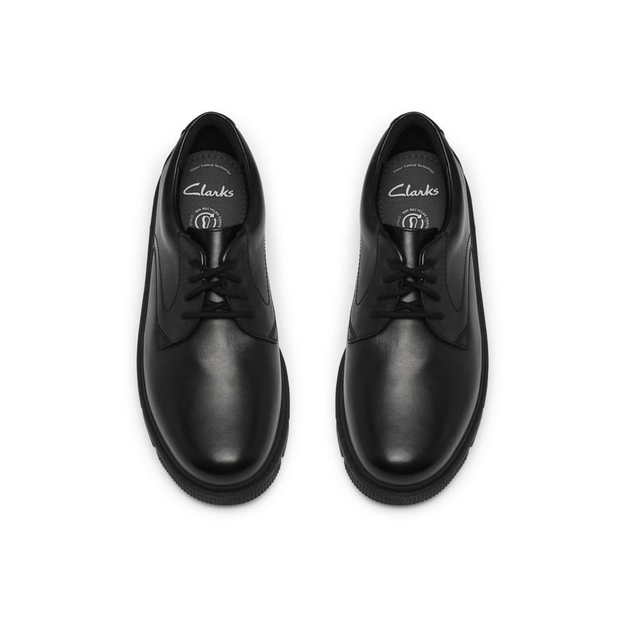 Clarks - Lorcam Walk Y - Black Leather - School Shoes