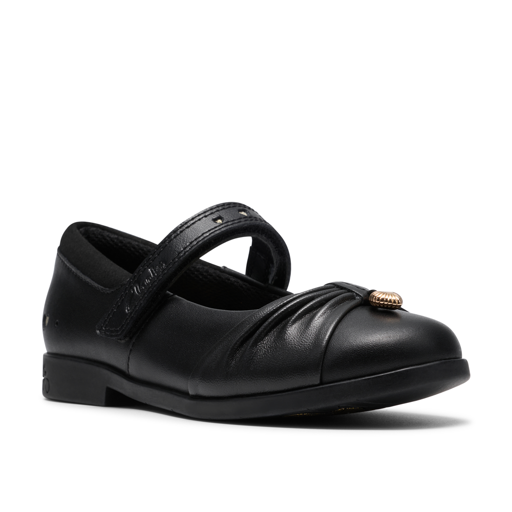 Clarks - Lock Gem K. - Black Leather - School Shoes
