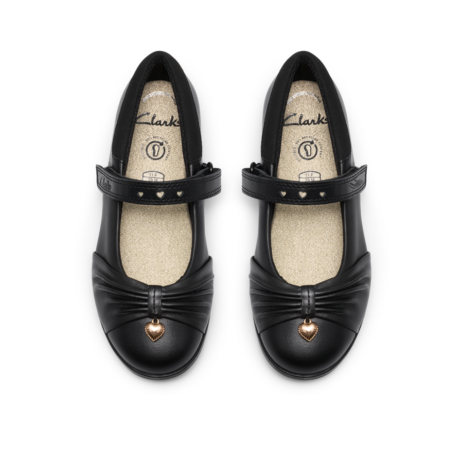 Clarks - Lock Gem K. - Black Leather - School Shoes