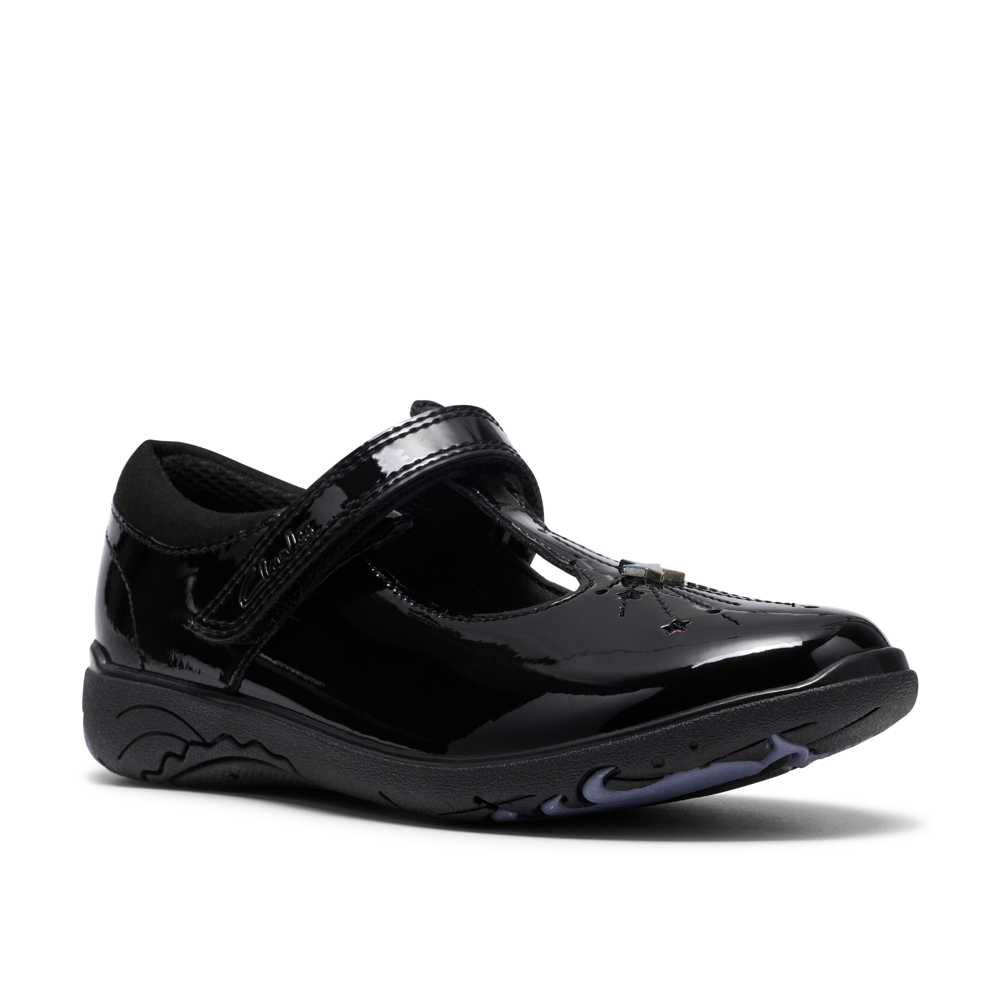 Clarks - Relda Magic K. - Black Patent - School Shoes