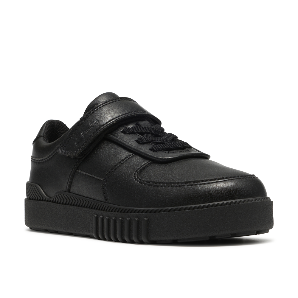Clarks - SomersetFlex K - Black Leather - School Shoes